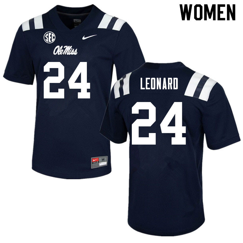 Deane Leonard Ole Miss Rebels NCAA Women's Navy #24 Stitched Limited College Football Jersey PII5658DL